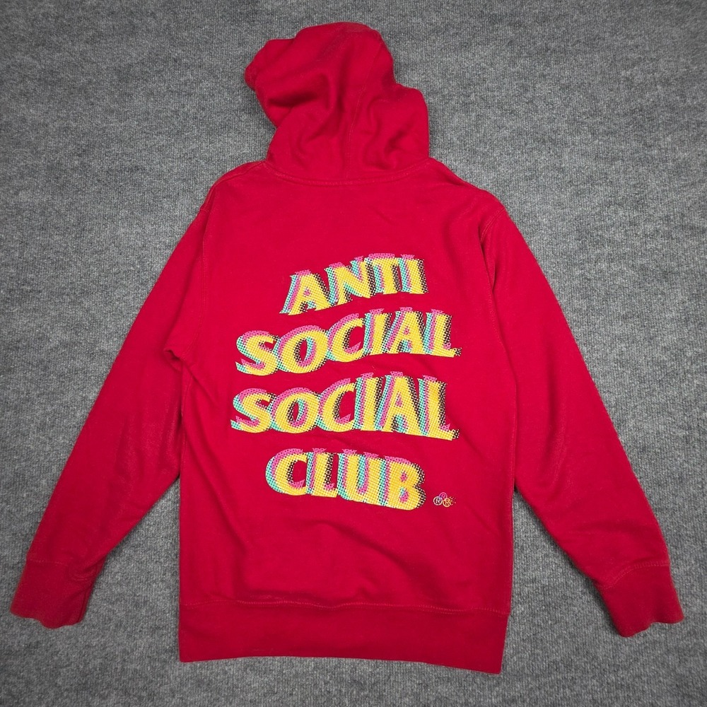 Anti Social Social Club Hoodie Mens Small Red Graphic Double Sided